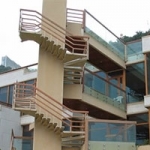 wood grain powder coat finish on balcony and staircases