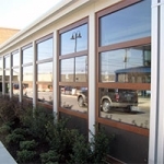 woodgrain powder coat on commercial window frames